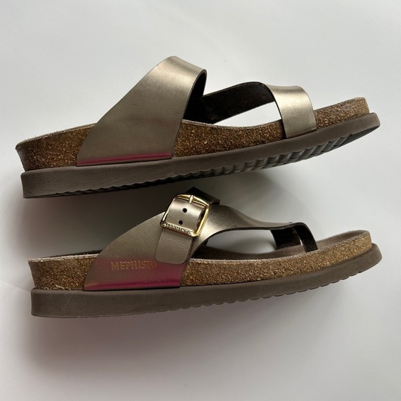 Mephisto Women’s Gold Tan Sandals with Adjustable Buckles - Picture 3 of 13